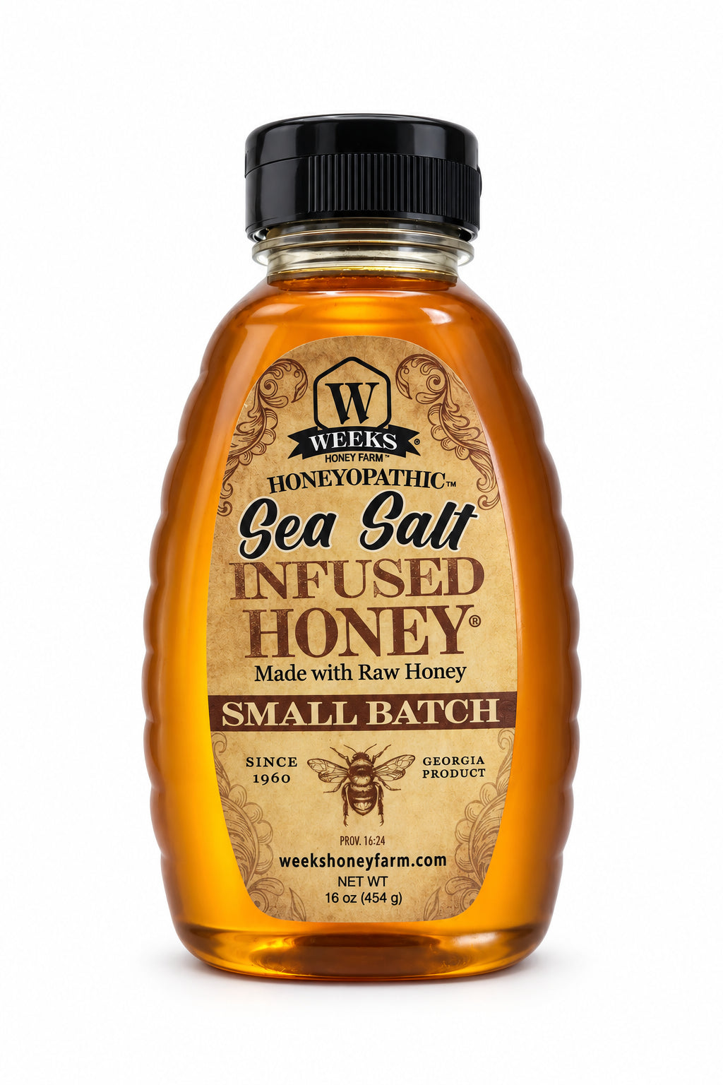 Raw Sea Salt Infused Honey – 16 oz