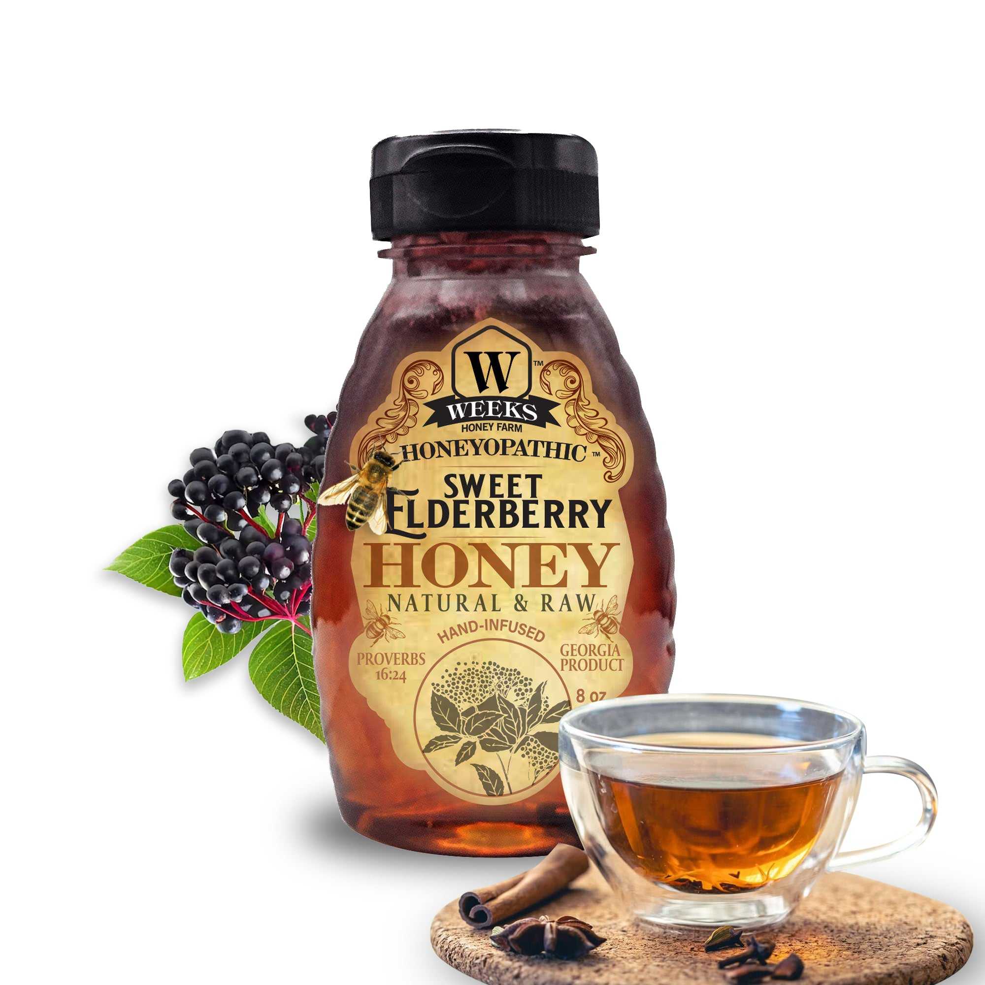 Raw Sweet Elderberry Infused Honey – 8 oz