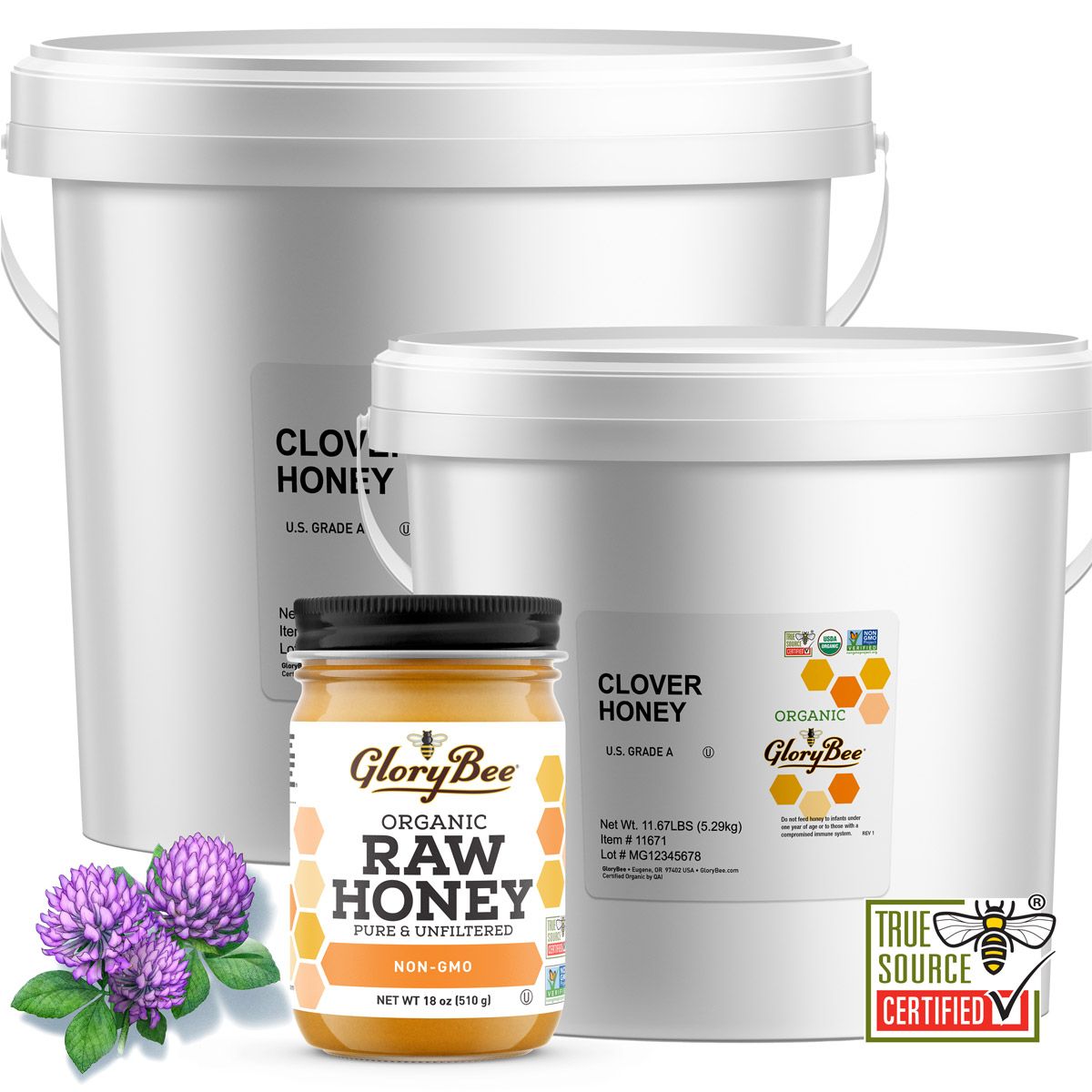 Organic Raw Clover Honey · 40 Pound