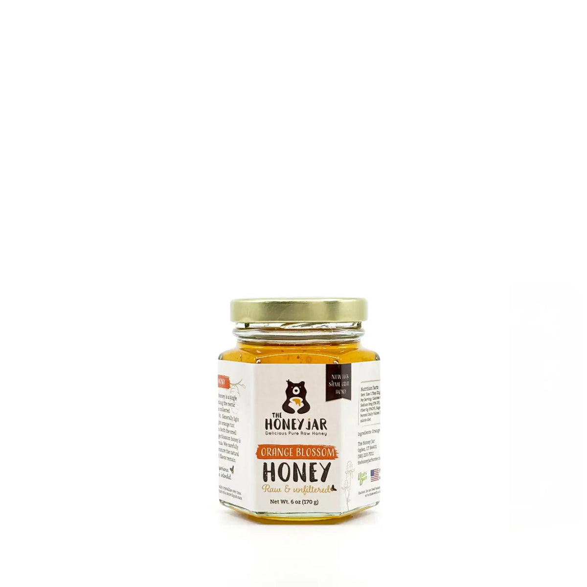 Orange Blossom Honey - Raw and Unfiltered - 6 oz Hex · Set of 12