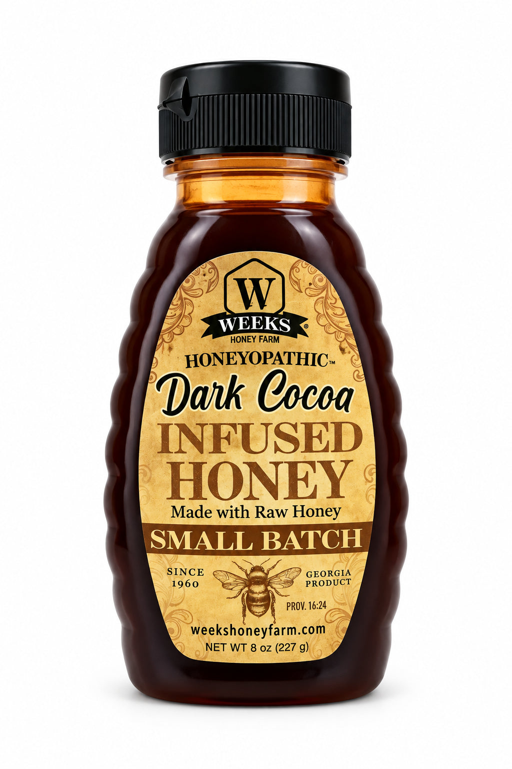 Raw Dark Cocoa Infused Honey – 8 oz