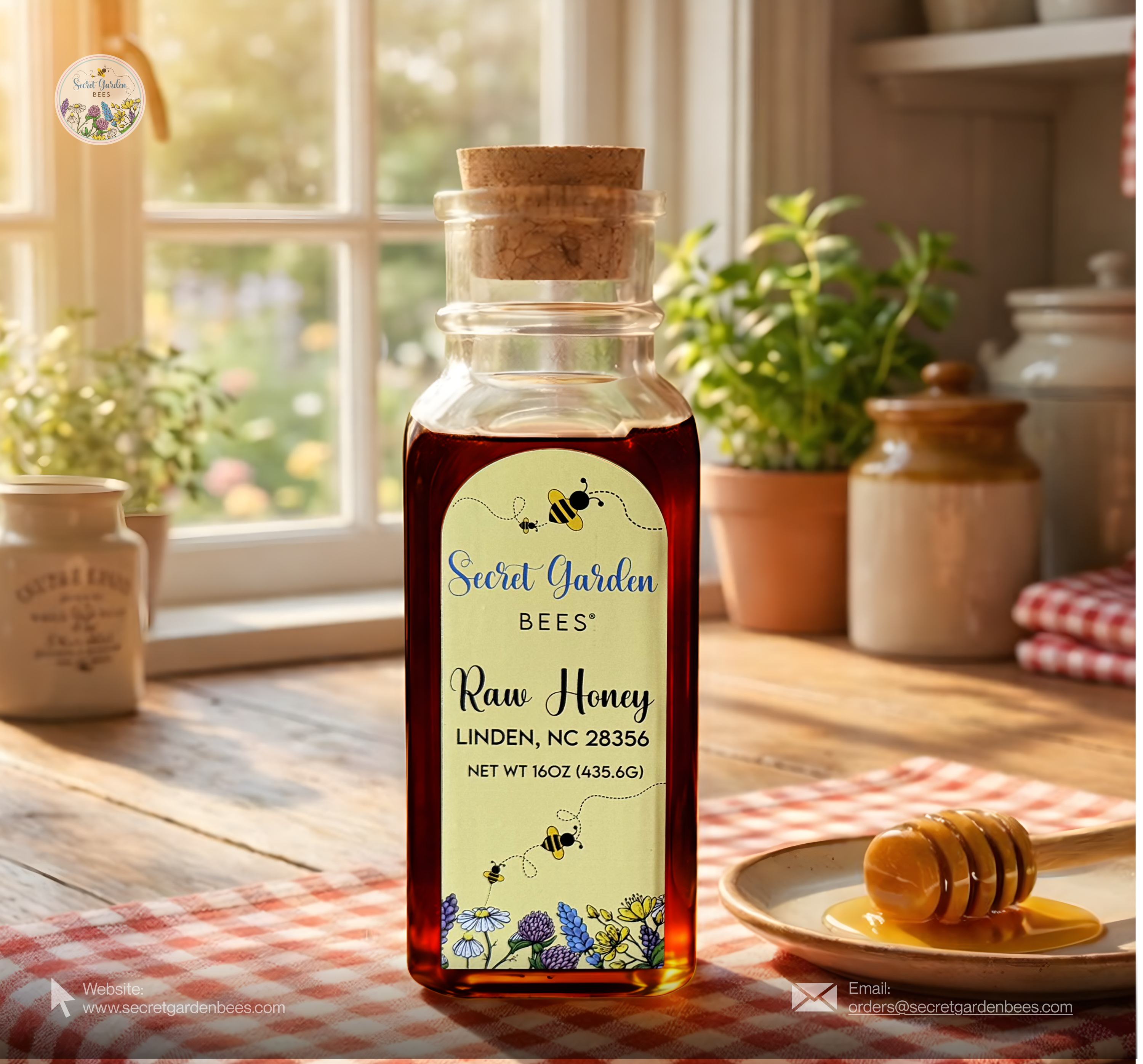 Raw Clover Honey | 16 oz Glass "Heritage" Bottle