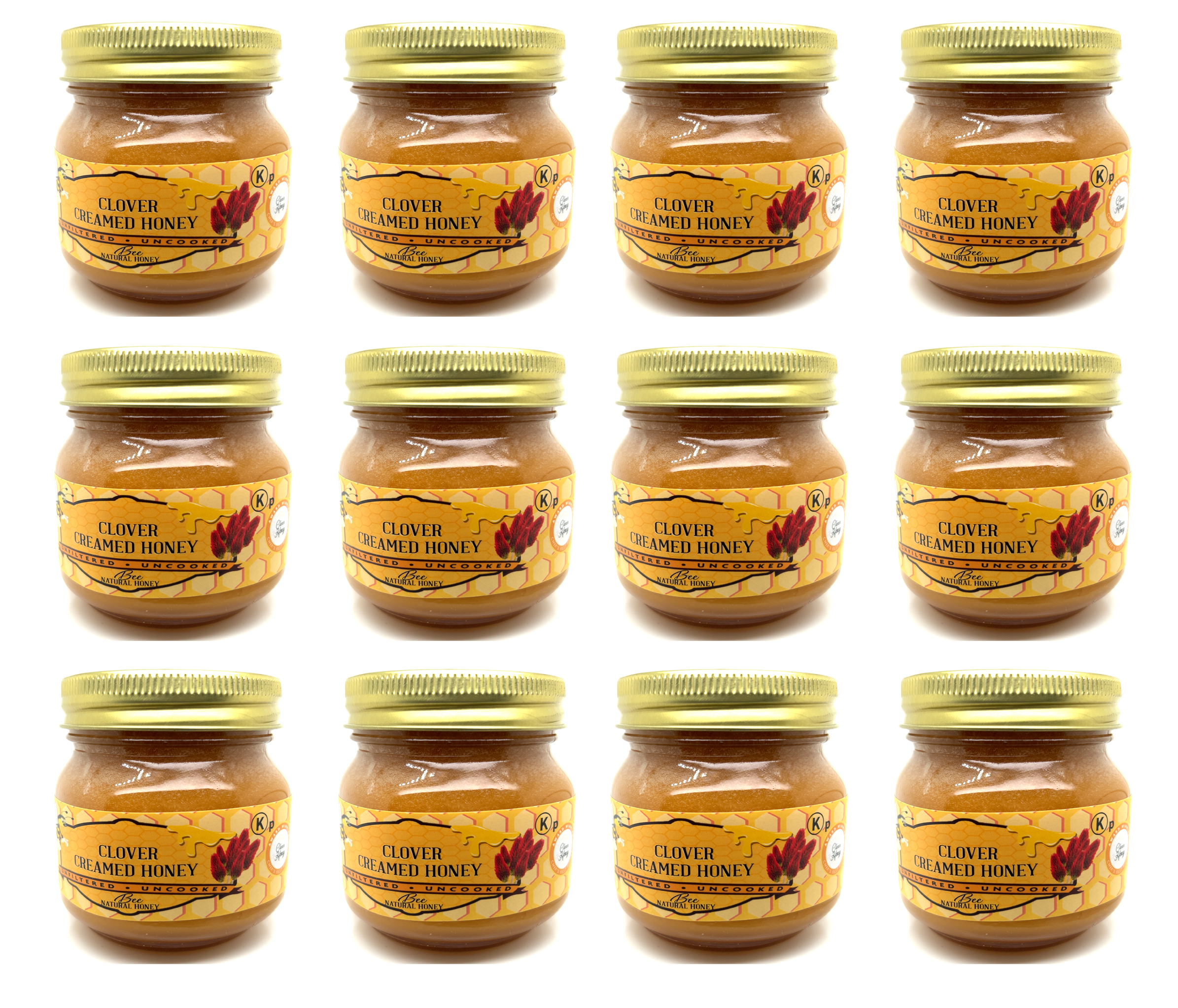 12 Pack Clover Creamed Honey 12oz Glass Jars