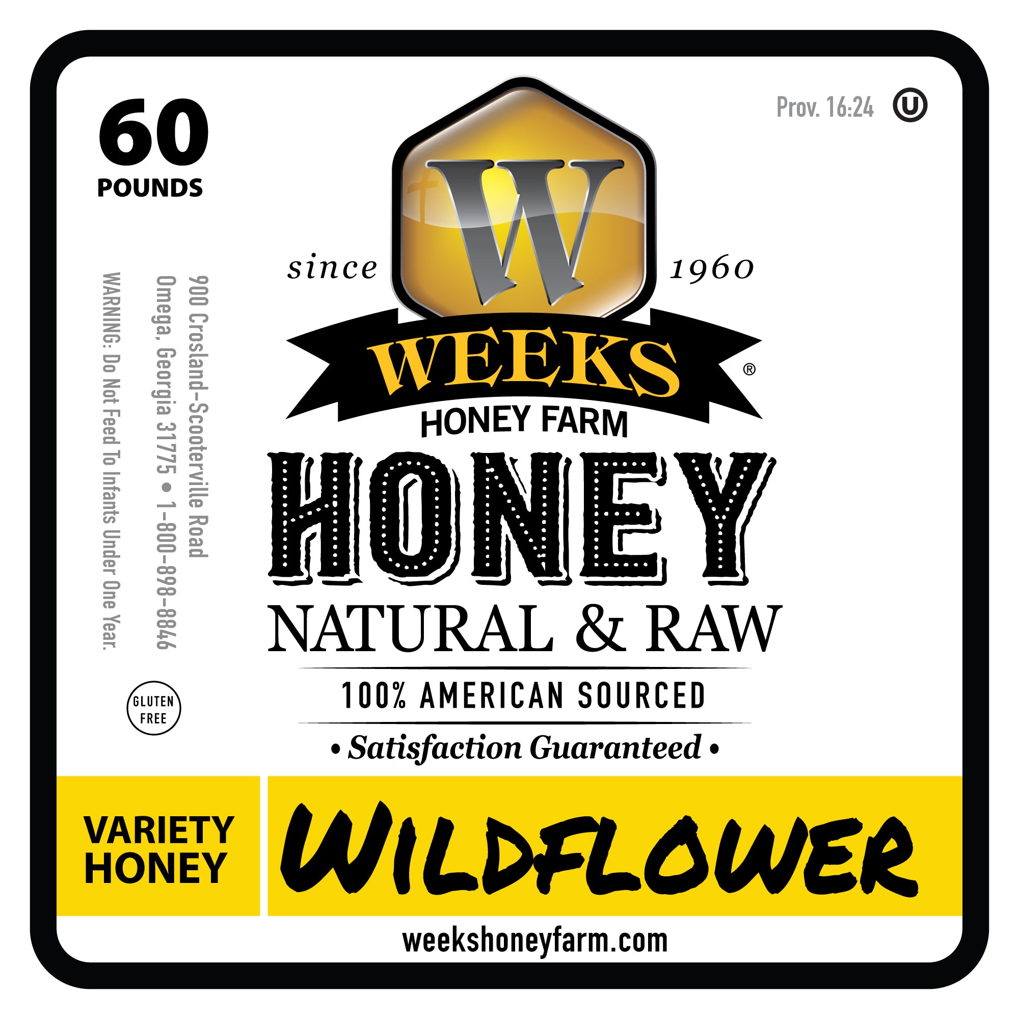 5 Gallon Bucket of Raw Honey | Weeks Honey Farm · Wildflower