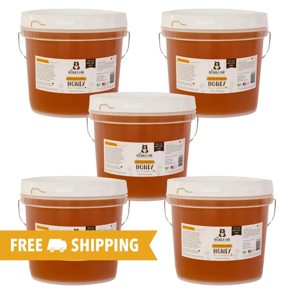 Clover Honey - Raw and Unfiltered Bulk - 5 gallon (60lbs) - Bucket or Jug